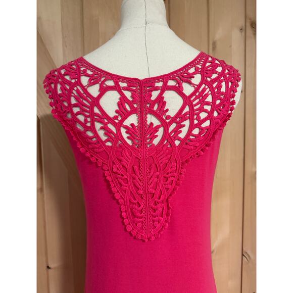 Barbara Lesser | Crochet Top Pink Cotton Sundress | Size Medium - Picture 6 of 12
